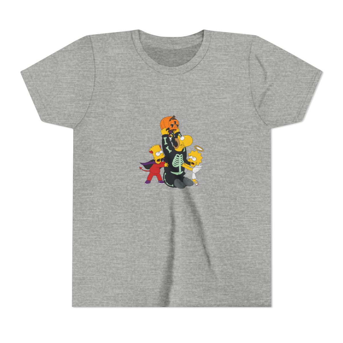 The Simpsons Halloween Candy Fight Girls Mineral Wash Crop T Shirt (Kids) - alternate angle 3, merchandise